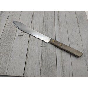 Wood Handle Knife Small Chef Blade 7" Total 11 3/4" Serrated Japan